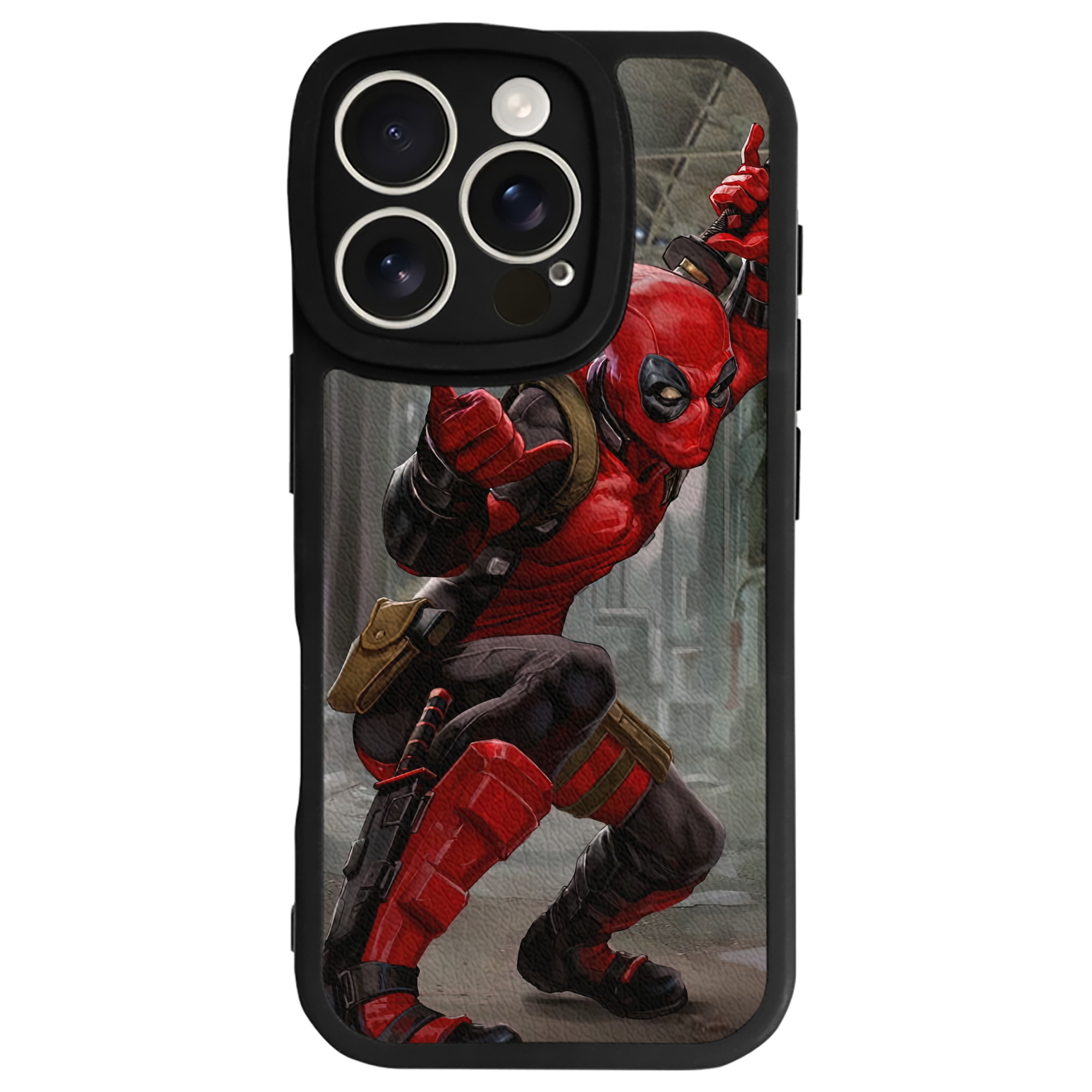 （画像用） Deadpool デッドプール 【iPhone 16シリーズ対応】シリコンスマホケース（レザー調） 材質：シリコン